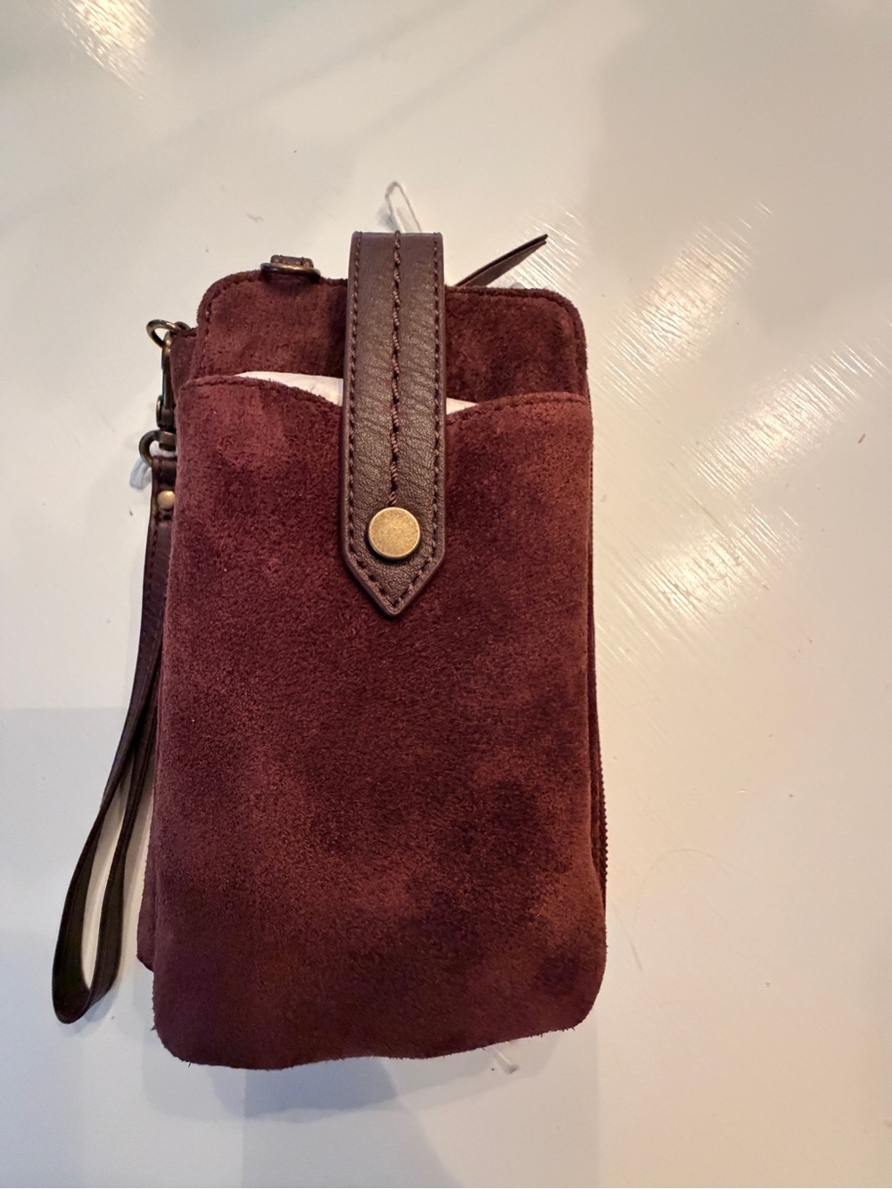 The Sak Suede Wristlet, crossbody Phone Wallet - Dark Brown, New With packaging - Picture 4 of 6